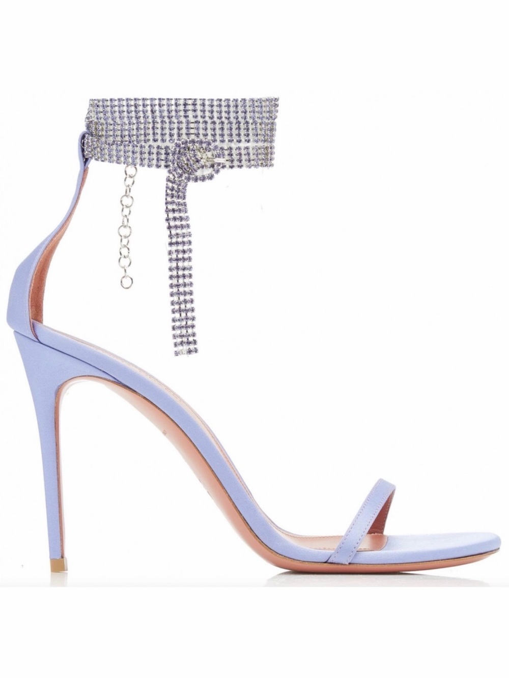AMINA MUADDI Giorgia Crystal-Embellished Satin Sandals size